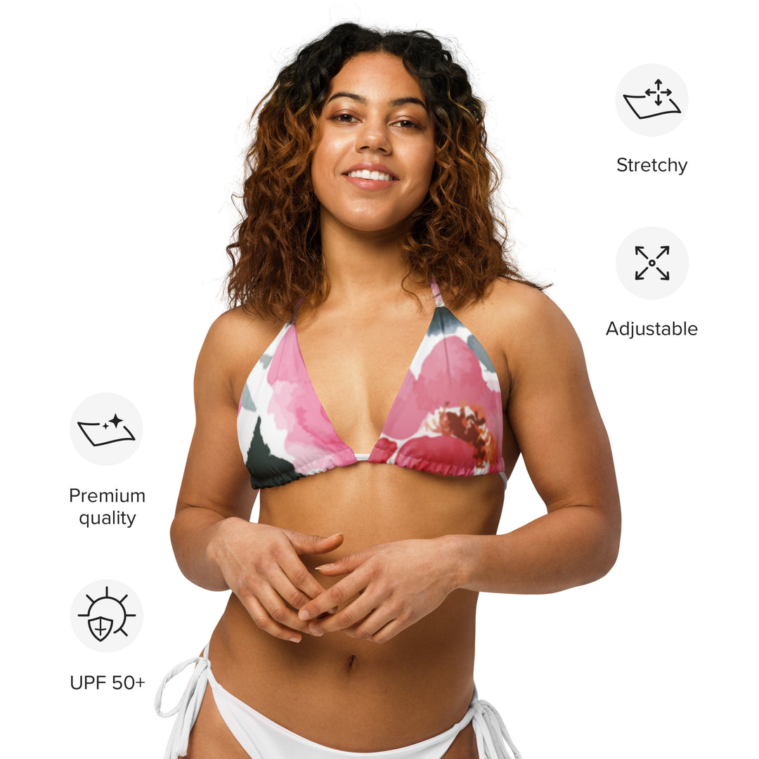 All-over print recycled string bikini top