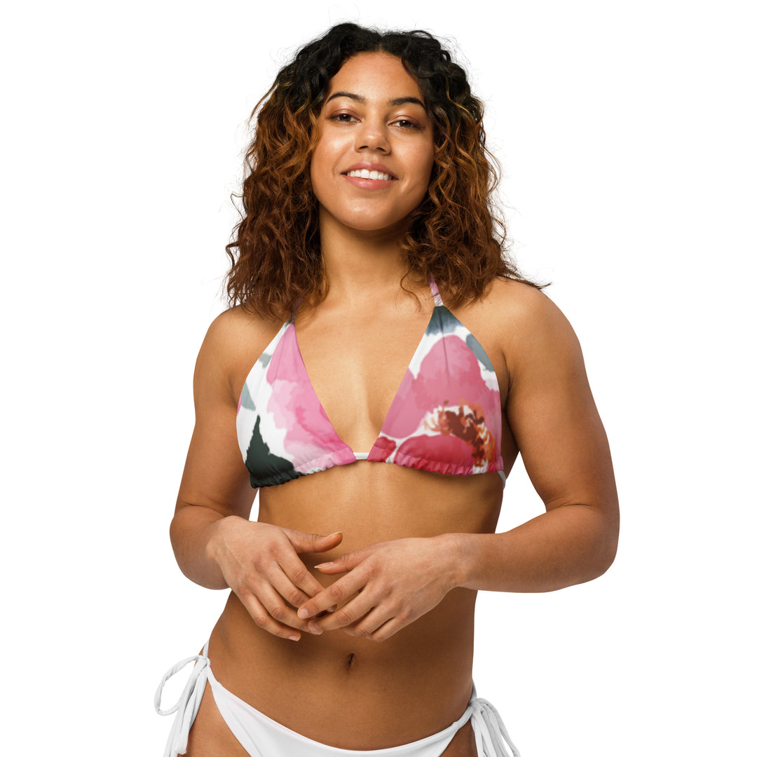 All-over print recycled string bikini top